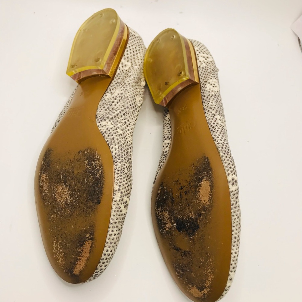 Chloe Beige Snake-Print Ballet Flats - Picture 9 of 9